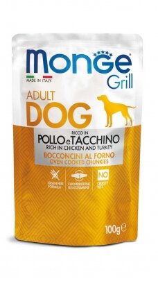 Monge Grill Adult Dog konservai šunims– Vištiena ir kalakutiena, 100g
