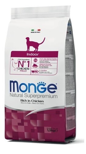 Monge Dry Cat Adult Indoor, sausas pašaras suaugusioms katėms