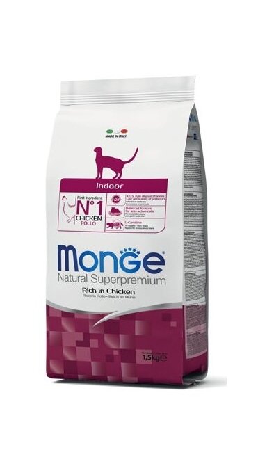 Monge Dry Cat Adult Indoor, sausas pašaras suaugusioms katėms Monge Dry Cat Adult Indoor, sausas pašaras suaugusioms katėms