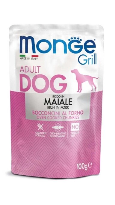 Monge Grill Adult Dog konservai šunims– kiauliena, 100g Monge Grill Adult Dog konservai šunims– kiauliena, 100g