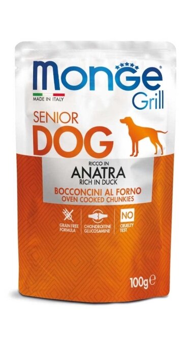 Monge Grill Senior Dog konservai šunims– antiena, 100g Monge Grill Senior Dog konservai šunims– antiena, 100g