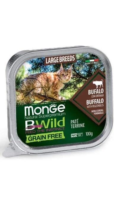 Monge BWILD Cat Grain Free All Large Breeds pate Buffalo (buivoliena) and Vegetables 100 g Monge BWILD Cat Grain Free All Large Breeds pate Buffalo (buivoliena) and Vegetables 100 g
