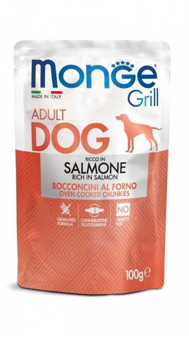 Monge Grill Multipack konservai šunims– ėriena su daržovėmis, kiauliena, lašiša, 100g x 12 3