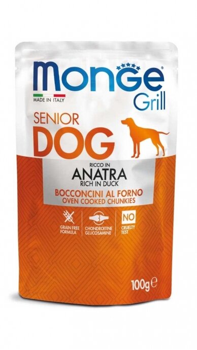 Monge Grill Senior Dog konservai šunims– antiena, 100g Monge Grill Senior Dog konservai šunims– antiena, 100g