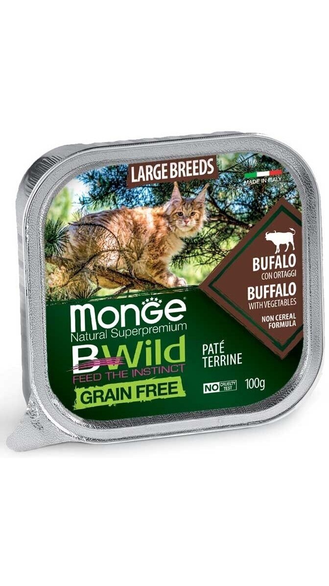 Monge BWILD Cat Grain Free All Large Breeds pate Buffalo (buivoliena) and Vegetables 100 g