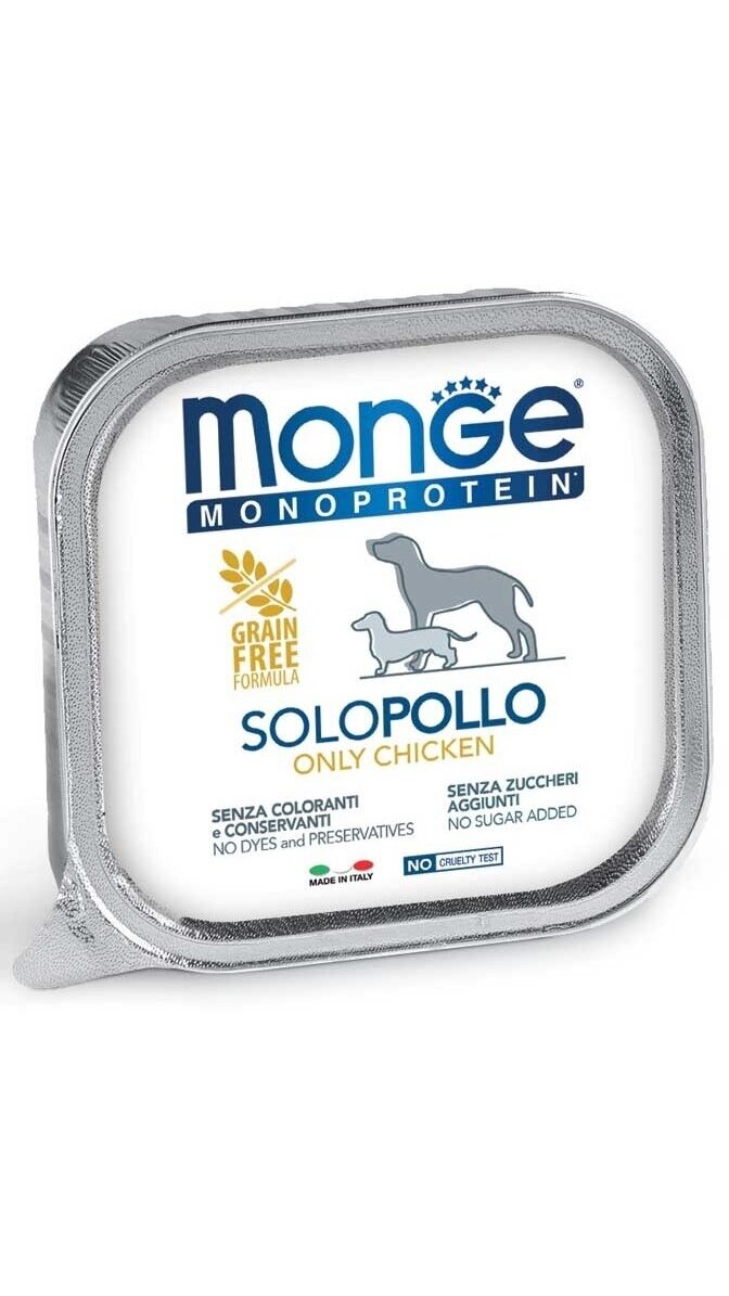 Monge Monoprotein "Solo" paštetas, tik vištiena, 150g Monge Monoprotein "Solo" paštetas, tik vištiena, 150g