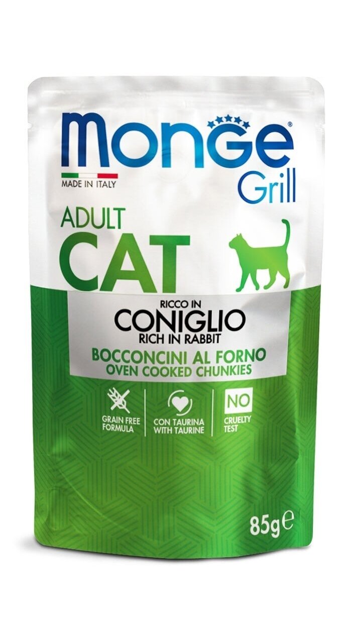 Monge GRILL- Cat gabaliukai želėje, su triušiena, 85g Monge GRILL- Cat gabaliukai želėje, su triušiena, 85g